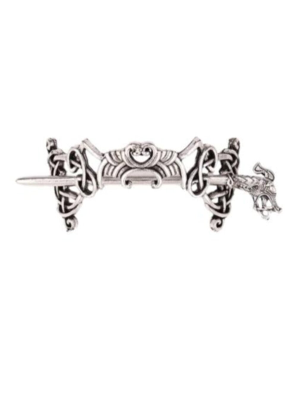 Viking-inspired Dragon Hair Pin Barrette with Celtic Knot Detailing